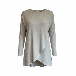 My Story Gray Knit Asymmetrical Hem Tunic Top Women’s Medium Long Sleeve